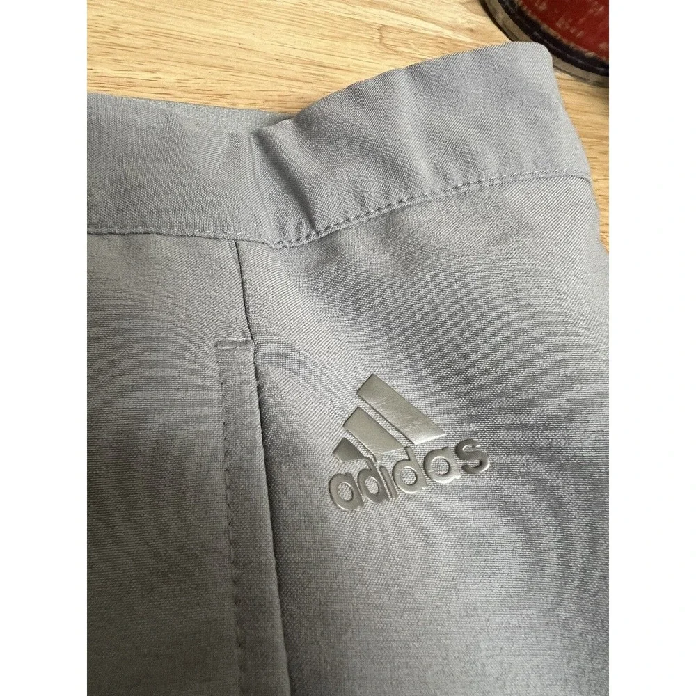 Adidas Golf Pants Men's 40X30 Flat Front Gray Puremotion‎ 3 Stripe *SEE